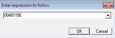 Jump to 0040115E via Expression